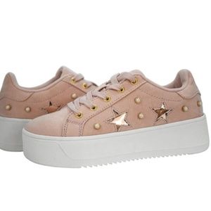 Lucky Step Pink Star Platform Sneaker Shoes Size 10